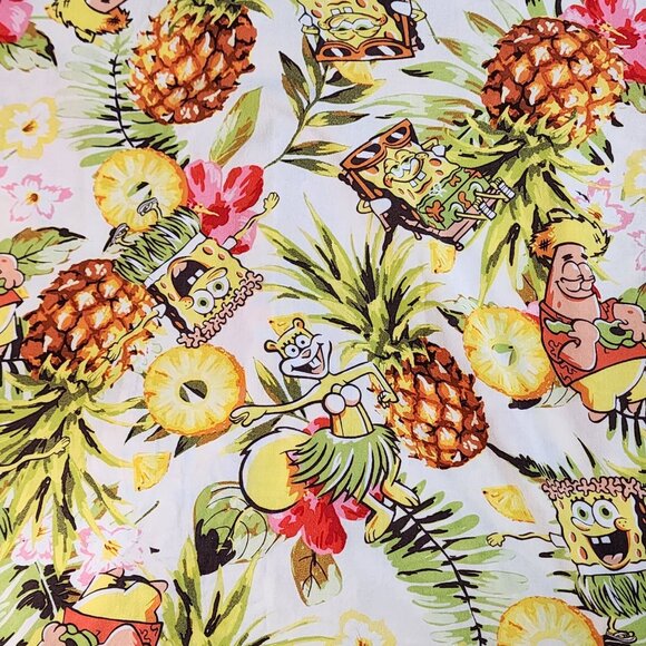 SpongeBob SquarePants Mens Hawaiian Shirt Tropical Pineapple Print Size M - Picture 4 of 10